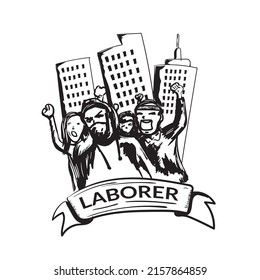 ilustración de vector de protesta de obreros sobre fondo blanco. arte de línea