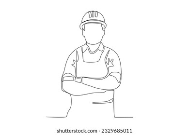 A laborer stood proudly. Labor Day one-line drawing