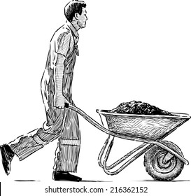 laborer with a wheelbarrow