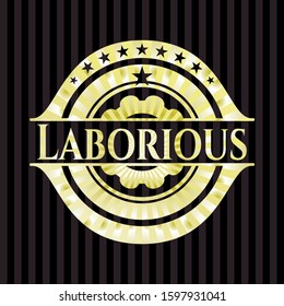 Laborious gold shiny badge. Vector Illustration. Detailed.