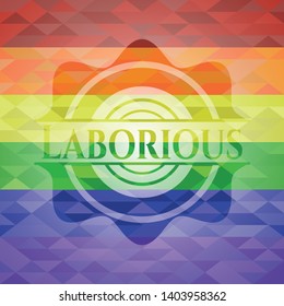 Laborious lgbt colors emblem. Vector Illustration. Mosaic.