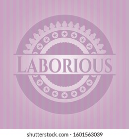 Laborious pink emblem. Vector Illustration. Detailed.