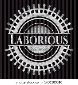 Laborious silvery emblem. Vector Illustration. Mosaic.