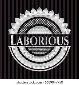 Laborious silvery emblem. Vector Illustration. Mosaic.