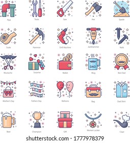 Labor's Day And Father's Day Flat Icons Pack 