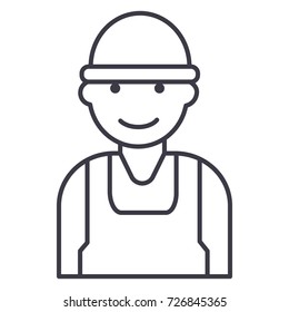 labor,worker,builder vector line icon, sign, illustration on background, editable strokes
