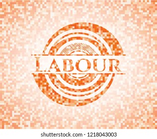 Labour  abstract orange mosaic emblem