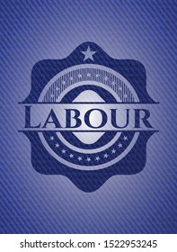 Labour  badge with denim texture. Vector Illustration. Detailed.