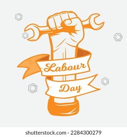Labour day 1st May wrench in the hand Vector 