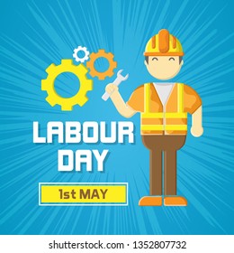 Labour day background design concept with worker illustration.