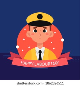 Labour day blue picture pilot worker - Vector