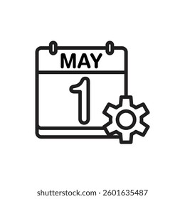Labour Day Calendar Outline Icon Vector Illustration