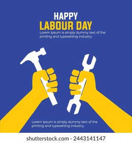 Labour Day celebration background with tools in flat style