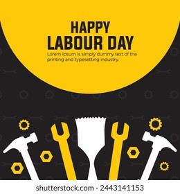 Labour Day celebration background with tools in flat style