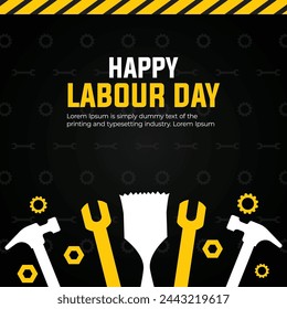 Fondo de la celebración del Día del Trabajo con herramientas en estilo plano