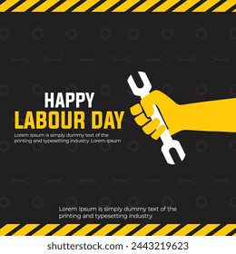 Fondo de la celebración del Día del Trabajo con herramientas en estilo plano