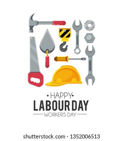 labour day celebration with construction tools