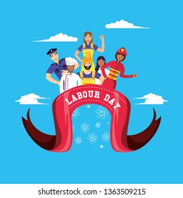 labour day celebration with group of professionals