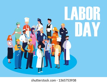 labour day celebration with group professionals