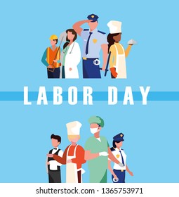 labour day celebration with group professionals