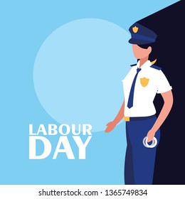 labour day celebration with police female
