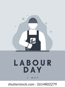 Labour day celebration poster with a worker holding wrench