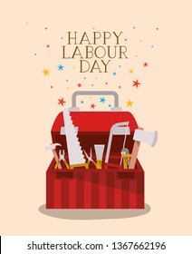 labour day celebration with tool box