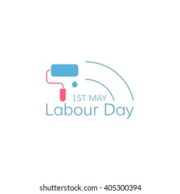 Labour day concept. Paint roller on white background. Vector illustration. EPS 8.