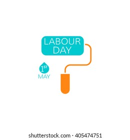 Labour day concept. Paint roller on white background. Vector illustration. EPS 8.