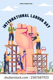 Labour day concept poster. International workers day vector illustration design. Happy Labor day and May day celebration.