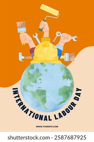 Labour day concept poster. International workers day vector illustration design. Happy Labor day and May day celebration.