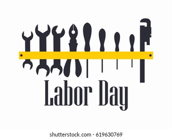 Labour Day. Engineer labour tools. Vector illustration