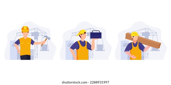 Labour Day Flat Bundle Design Illustration