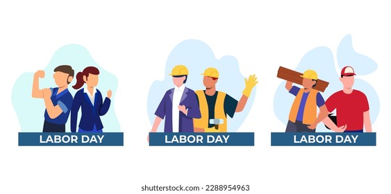 Labour Day Flat Bundle Design Illustration