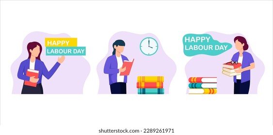 Labour Day Flat Bundle Design Illustration