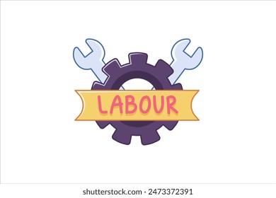 Labour Day Flat Sticker Design