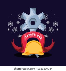 labour day with helmet security and pinion