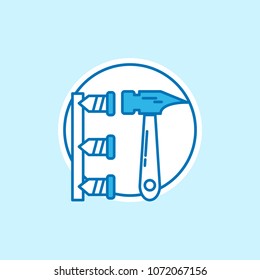 Labour day icon with light background with blue theme icon