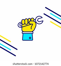 Labour day icon with light background with yellow and blue theme