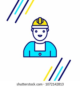 Labour day icon with light background with yellow and blue theme