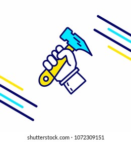 Labour day icon with light background with yellow and blue theme