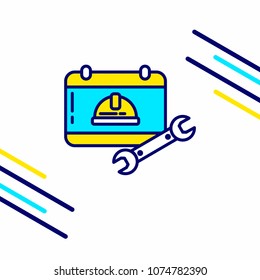 Labour day icon with light background with yellow and blue theme
