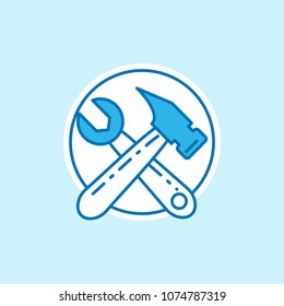 Labour day icon with light background with blue theme icon