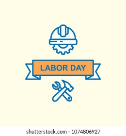 Labour day icon with light background with orange theme icon