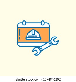 Labour day icon with light background with orange theme icon