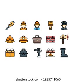 Labour Day icon set for business