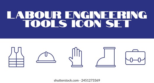 Labour day icon set. Labor Tools Icon Vector graphic illustration. Line Icons set of Engineering tools