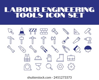 Labour day icon set. Labor Tools Icon Vector graphic illustration. Line Icons set of Engineering tools