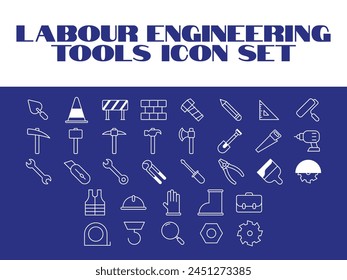 Labour day icon set. Labor Tools Icon Vector graphic illustration. Line Icons set of Engineering tools