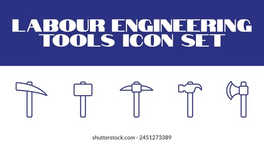 Labour day icon set. Labor Tools Icon Vector graphic illustration. Line Icons set of Engineering tools